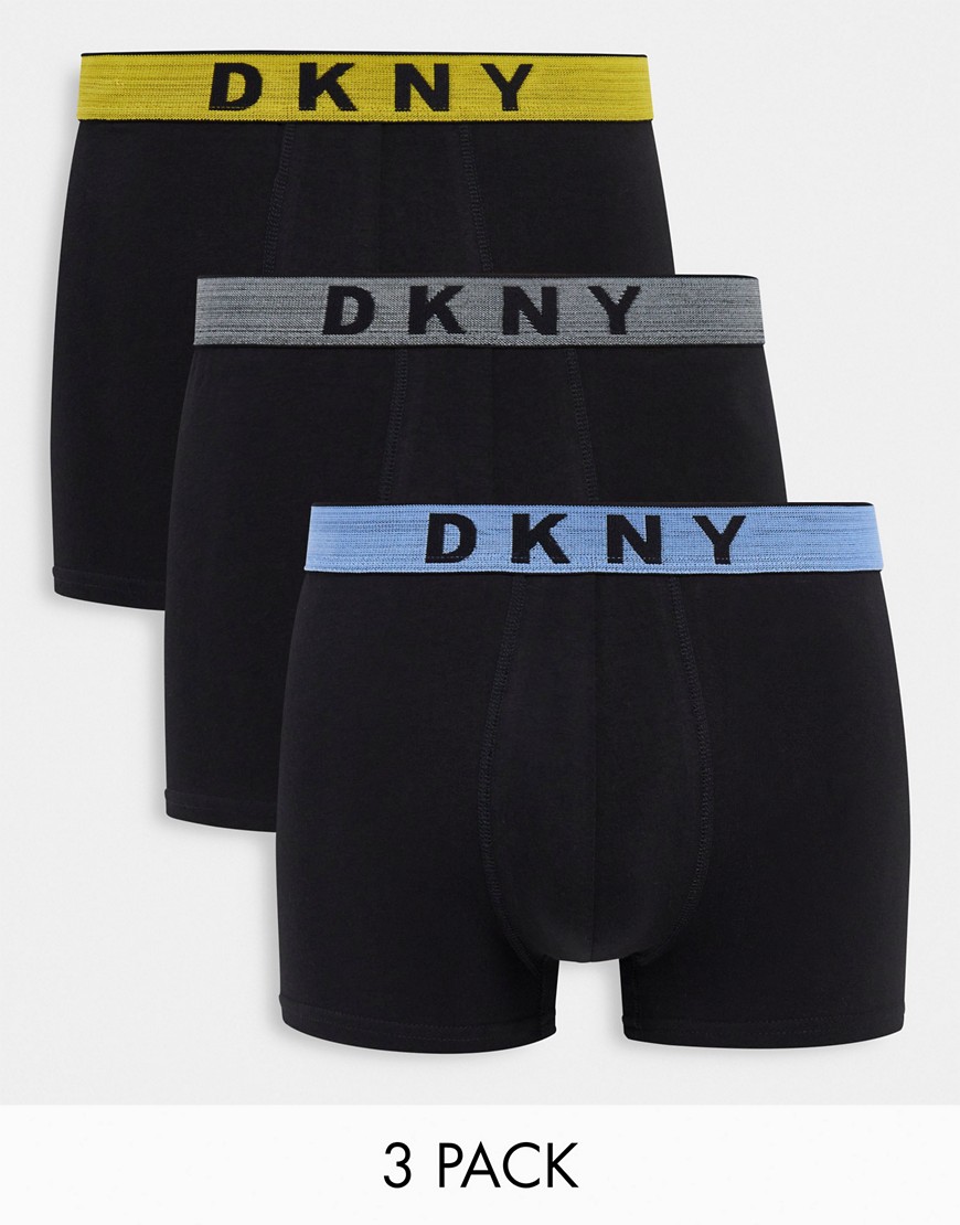 DKNY Greenville 3 pack boxers in black with contrast waistband