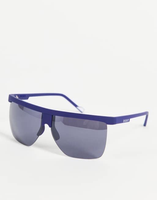 DKNY half eye shield sunglasses in navy | ASOS