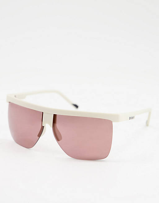 DKNY halfeye shield sunglasses in pink | ASOS