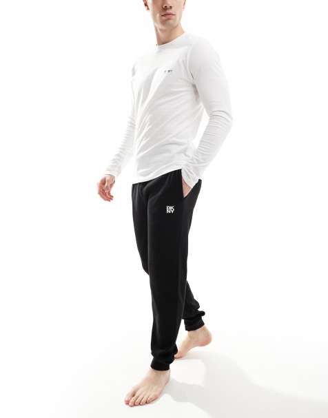 DKNY Hawks waffle lounge pants in black - view 1