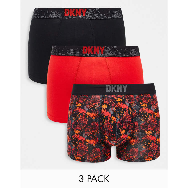 DKNY – Hobart – 3er-Pack in Rot, Schwarz und mit Muster ASOS