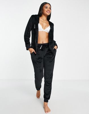 DKNY hoodie and jogger lounge set in black