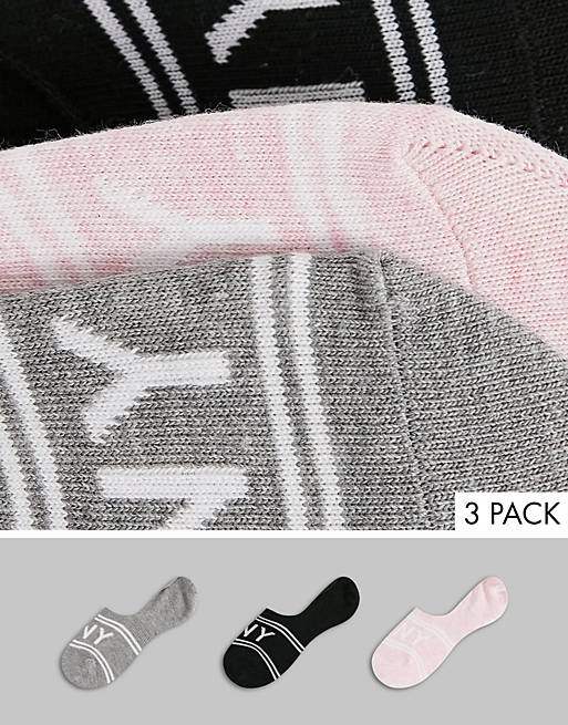 DKNY Isabella 3 pack invisable socks in pink
