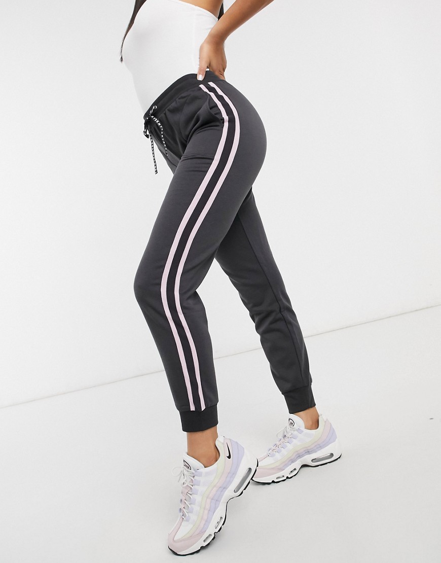 DKNY - Jersey joggingbroek met zijstreep in donkergrijs