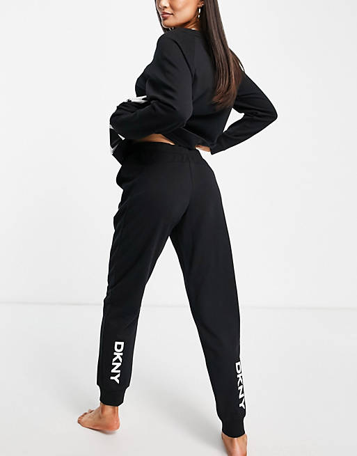 DKNY jersey logo lounge joggers in black