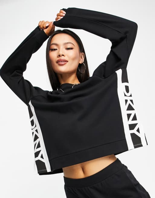 DKNY jersey logo lounge sweat top in black | ASOS