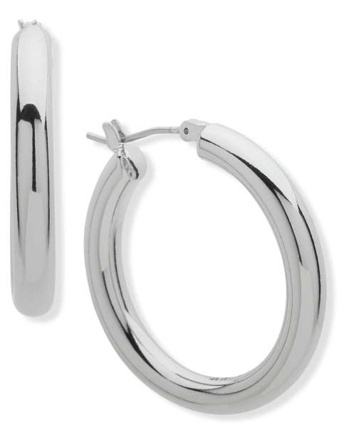 DKNY Jewellery 30mm silver tone hoop earrings in silver - view 1