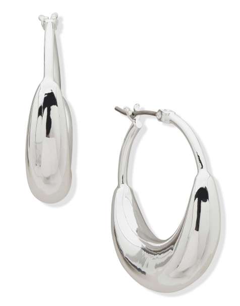 DKNY Jewellery 30mm silver tone puffy hoop earrings in silver - view 1