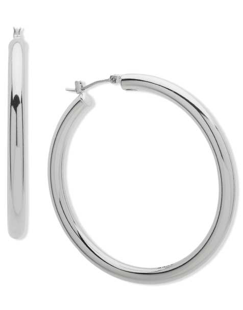 DKNY Jewellery 50mm silver tone hoop earrings in silver - view 1