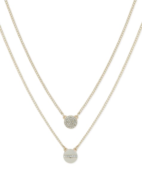 DKNY Jewellery Gold and crystal pave double pendant necklace in gold - view 1