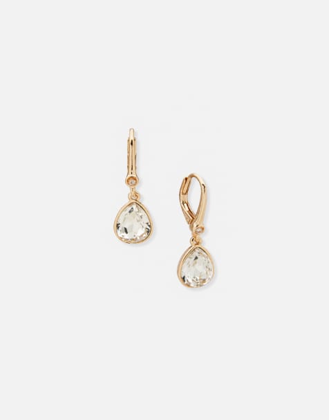 DKNY Jewellery Gold tone crystal teardrop drop earrings in gold - view 1