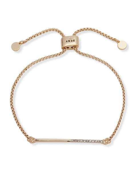 DKNY Jewellery Gold tone half pavé linear slider bracelet in gold - view 1