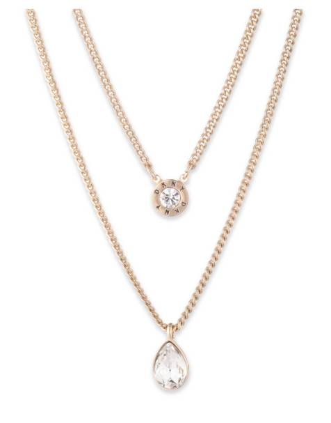DKNY Jewellery Gold tone logo crystal double pendant in gold - view 1