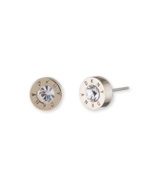 DKNY Jewellery Gold tone logo crystal stud earrings in gold - view 1