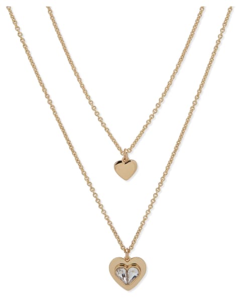 DKNY Jewellery Gold tone pavé heart double pendant in gold - view 1