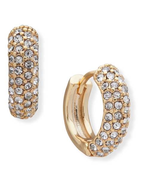 DKNY Jewellery Gold tone pavé huggie hoop earrings in gold - view 1