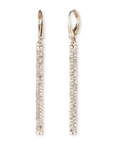 DKNY Jewellery Gold tone pavé linear drop earrings in gold - view 1