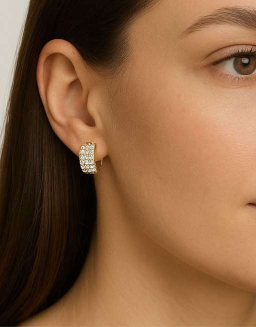 DKNY Jewellery Gold tone pavé trio hoop earrings set in gold, 3 of 4