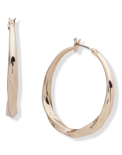 DKNY Jewellery Gold tone twist hoop earrings in gold - view 1