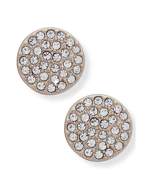 DKNY Jewellery Pave gold tone stud earrings with crystal in gold - view 1