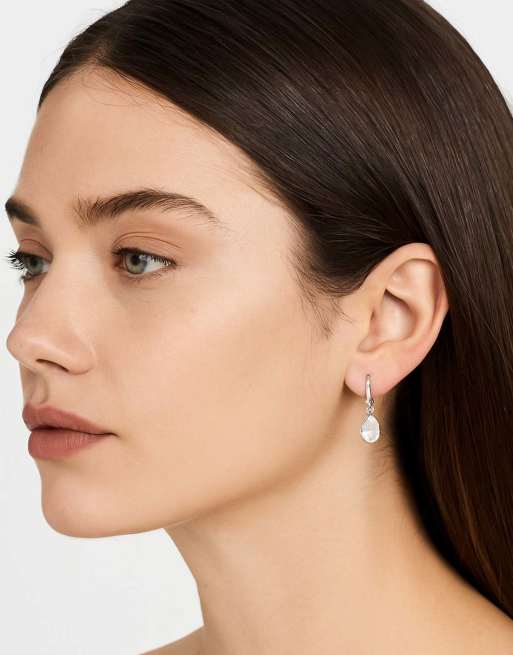 DKNY Jewellery Silver tone crystal teardrop drop earrings in silver, 2 of 3
