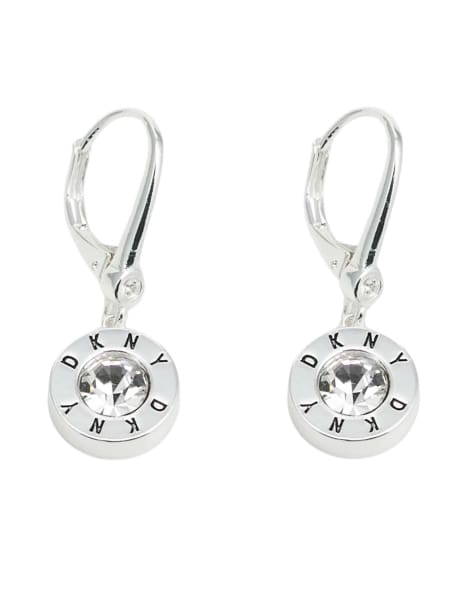 DKNY Jewellery Silver tone logo crystal drop earrings in silver - view 1
