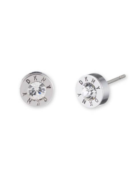 DKNY Jewellery Silver tone logo crystal stud earrings in silver - view 1