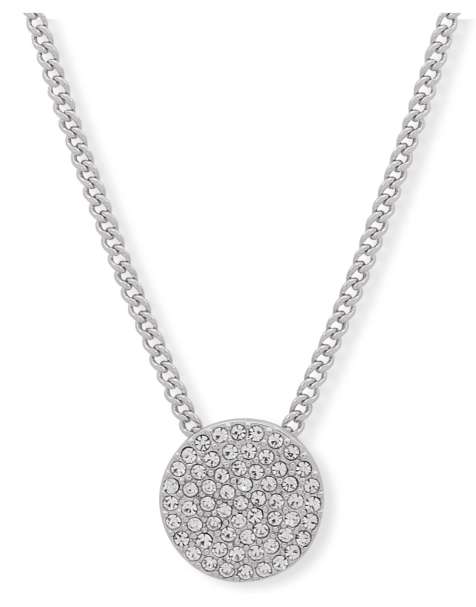 DKNY Jewellery Silver tone pavé disc pendant in silver - view 1