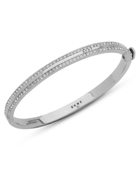 DKNY Jewellery Silver tone pavé hinge bangle in silver - view 1