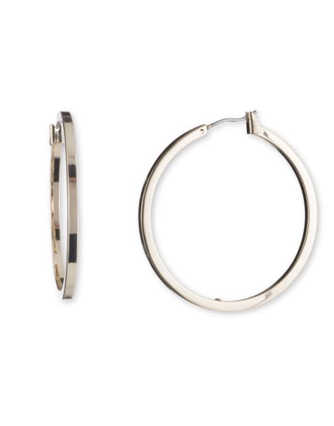DKNY Jewellery Thin gold tone hoop earrings in gold - view 1