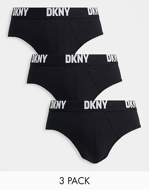 DKNY Kelso 3 pack logo waistband briefs in black