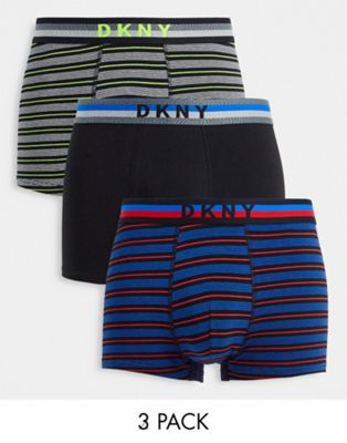 DKNY Kingman 3 pack trunks in blue and black stripe