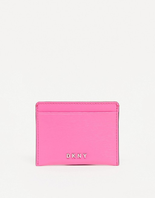 DKNY leather card holder in pink