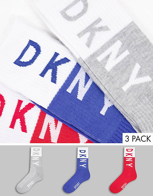 DKNY Lenox 3 pack sport socks in white