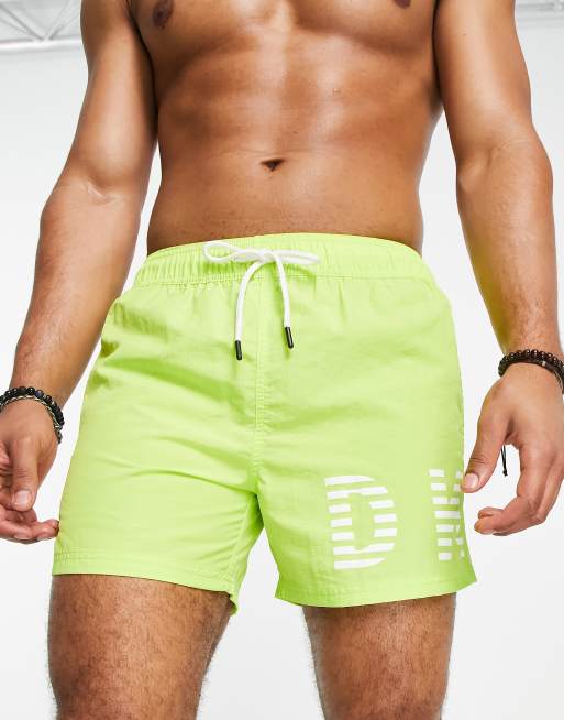 DKNY logo initial swim short in lime green