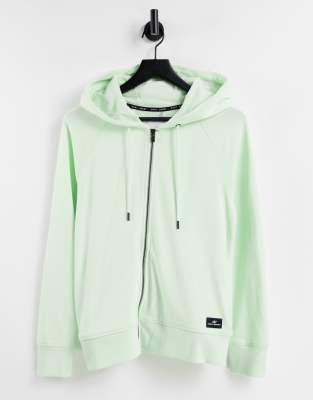 Dkny Logo Patch Zip Hoodie In Neo Mint-green