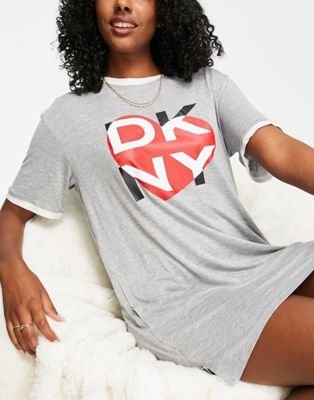 DKNY logo sleep t shirt in grey - ASOS Price Checker