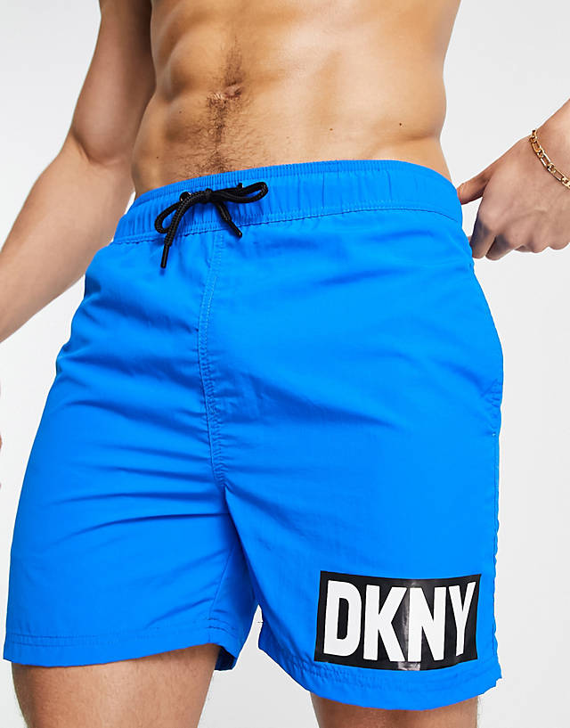DKNY - logo swim short in mid blue and black