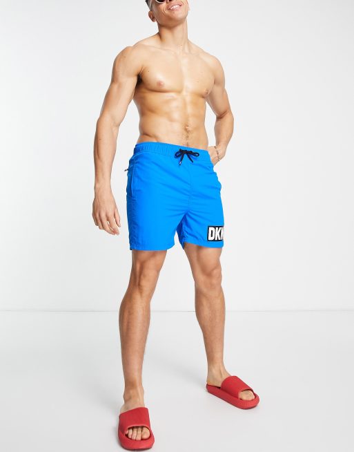 DKNY logo swim short in mid blue and black | ASOS