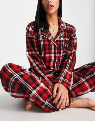 DKNY long pyjama set in red plaid - ASOS Price Checker