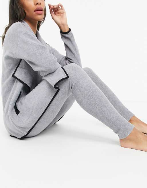 DKNY long sleeve fleece and legging set in grey