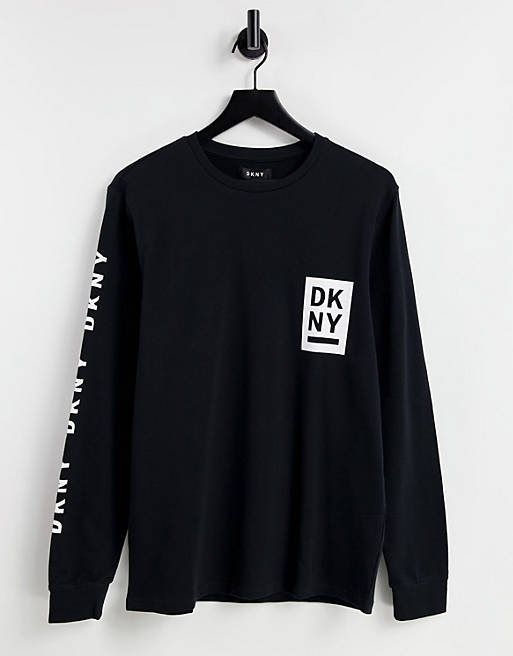 DKNY long sleeve lounge t-shirt in black