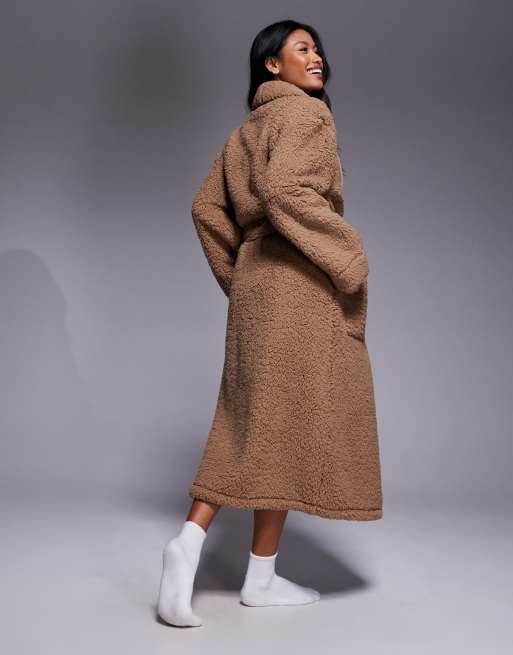 DKNY Long sleeve robe in cork sherpa | ASOS