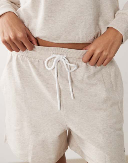 DKNY long sleeve top and boxer lounge set in quill heather - BEIGE, 3 of 4