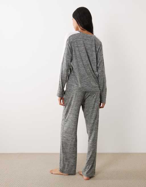 DKNY long sleeve top and pant lounge set in iron gate cationic - GREY, 4 of 4