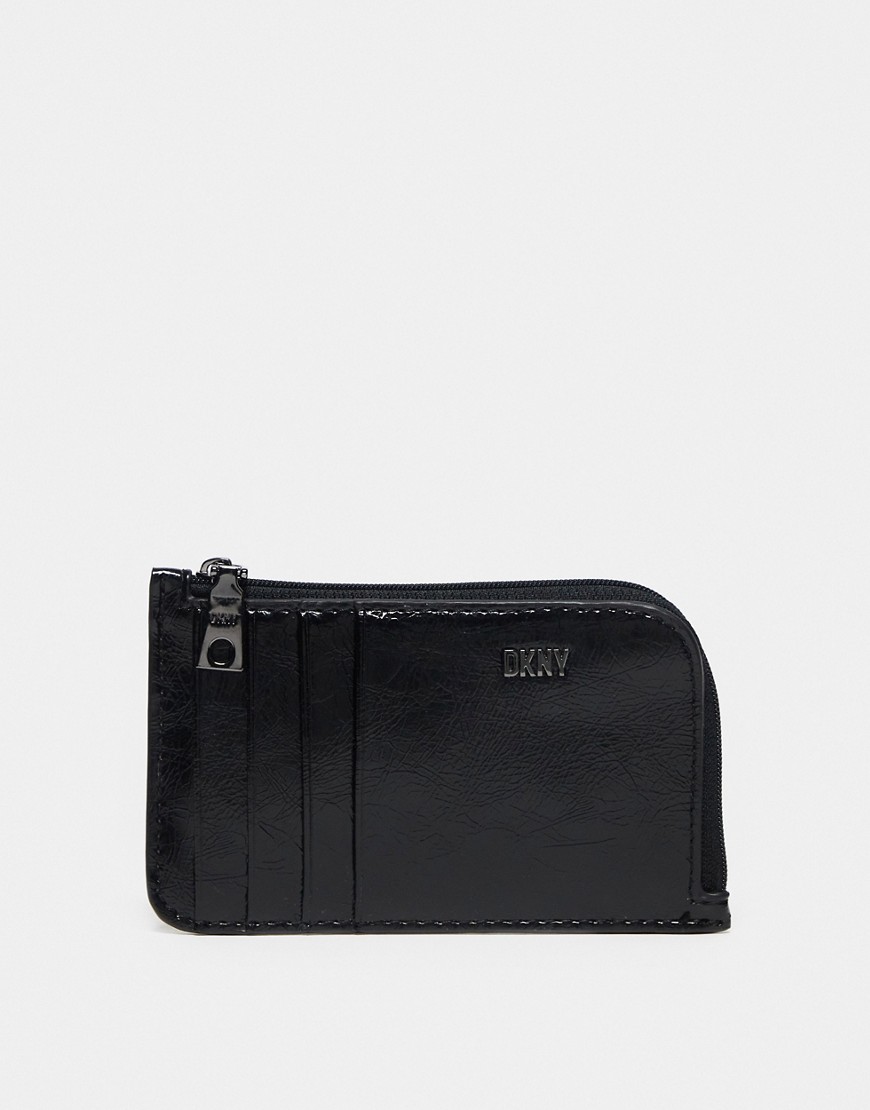 DKNY Lumen zip card holder in black