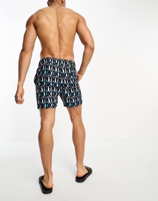 ASOS DESIGN textured swim trunks with crochet in blue - part of a set