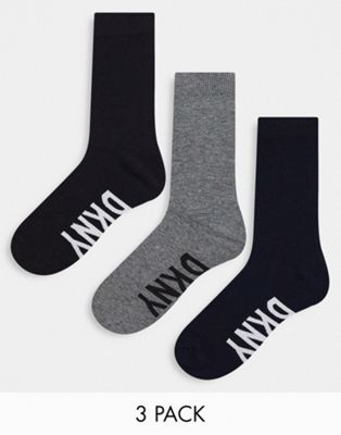 DKNY Mercer 3 pack socks in black navy and grey marl