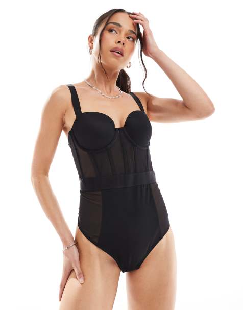 DKNY Mesh bodysuit in black - view 1