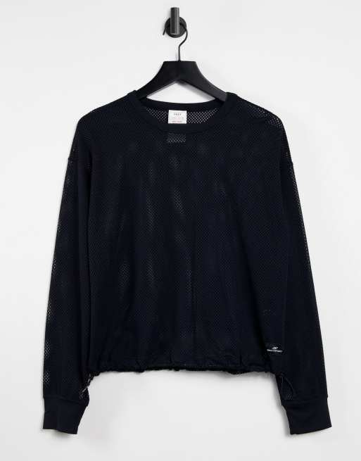 DKNY mesh crew neck top in black | ASOS